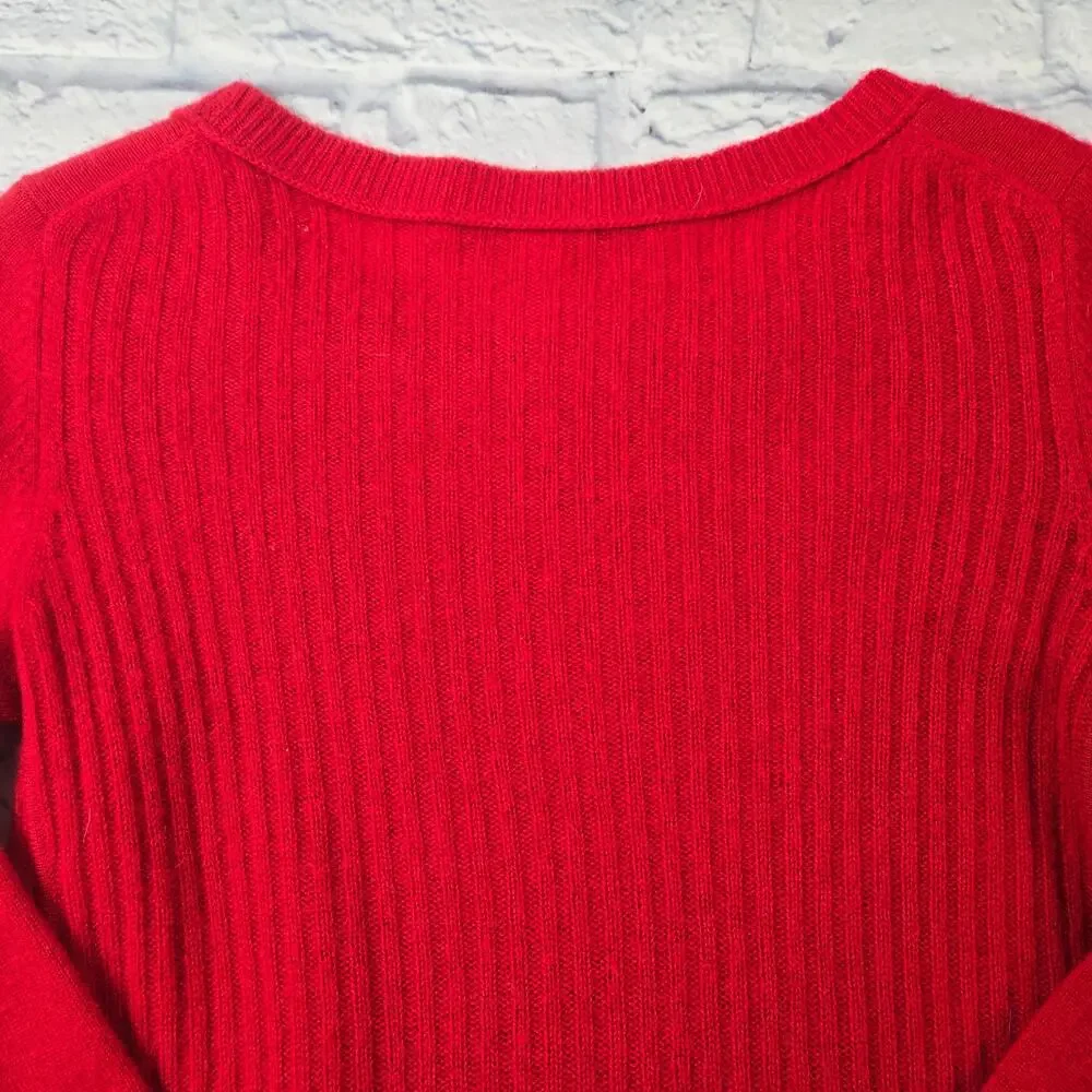 Diane Von Furstenberg Red Cashmere Sweater Holiday Scoop Neck size Petite 0-2